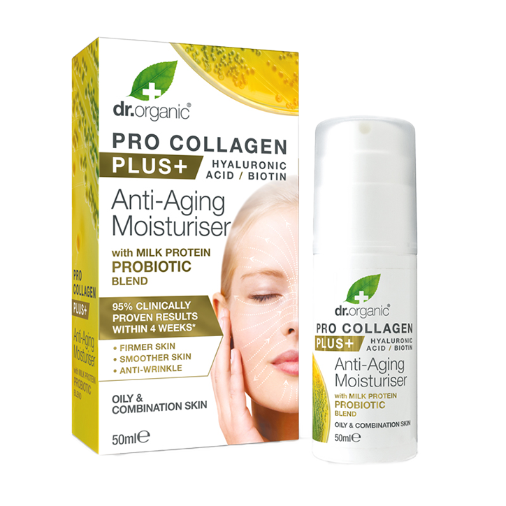 Dr Organic Pro Collagen Anti-Aging Moisturiser Milk Protein Probiotic Blend 50ml
